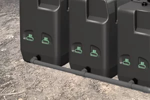 Koppelbare infiltratieputten met verbindingsbuis voor grotere regenwatercapaciteit