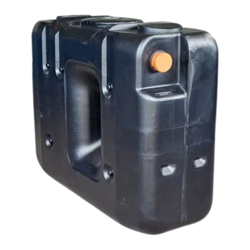 Compacte regenwaterput van kunststof met geïntegreerde aansluitingen, ideaal voor regenwateropvang en hergebruik in huis en tuin.