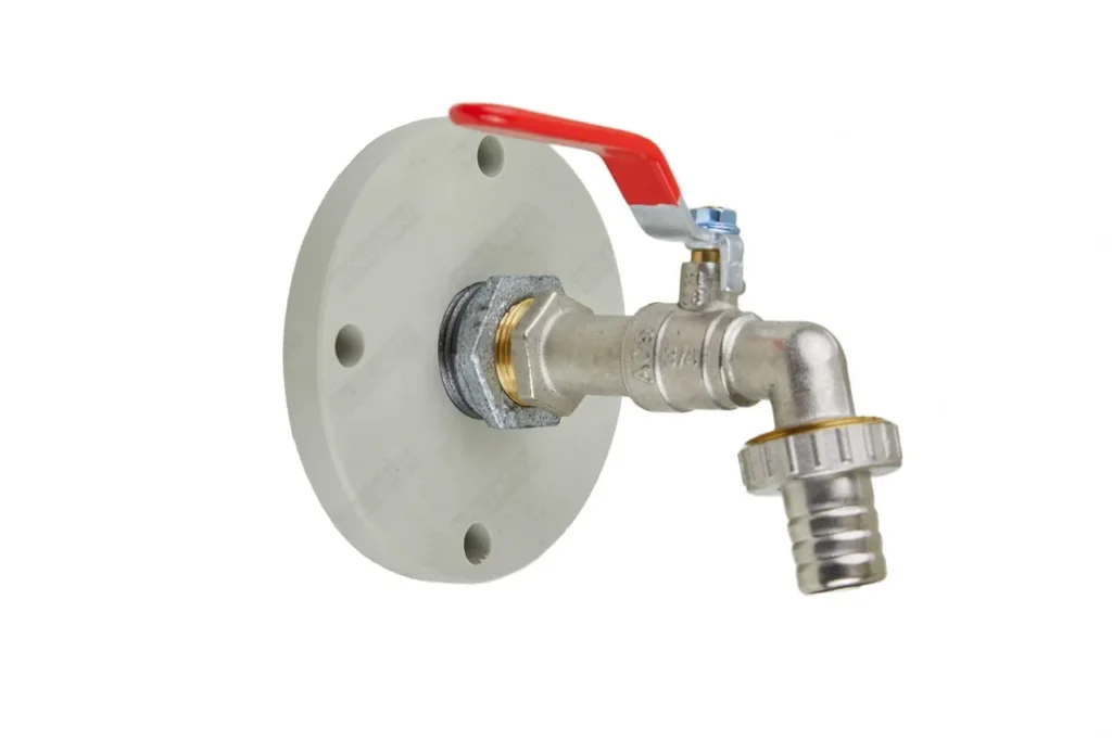 Kraan regenton met flens voor Bollaert bovengrondse watertanks.